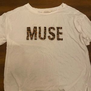 Muse Tshirt with textured leopard letters